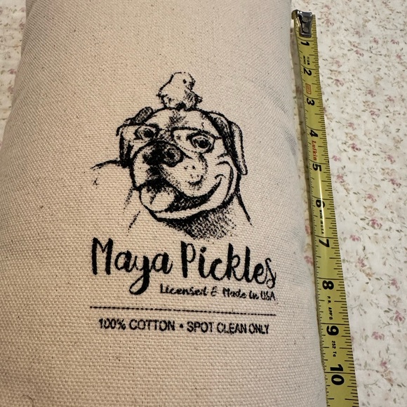 Maya Pickles decorative accent pillow featuring sugar skull art.  Made in USA. - Picture 4 of 4